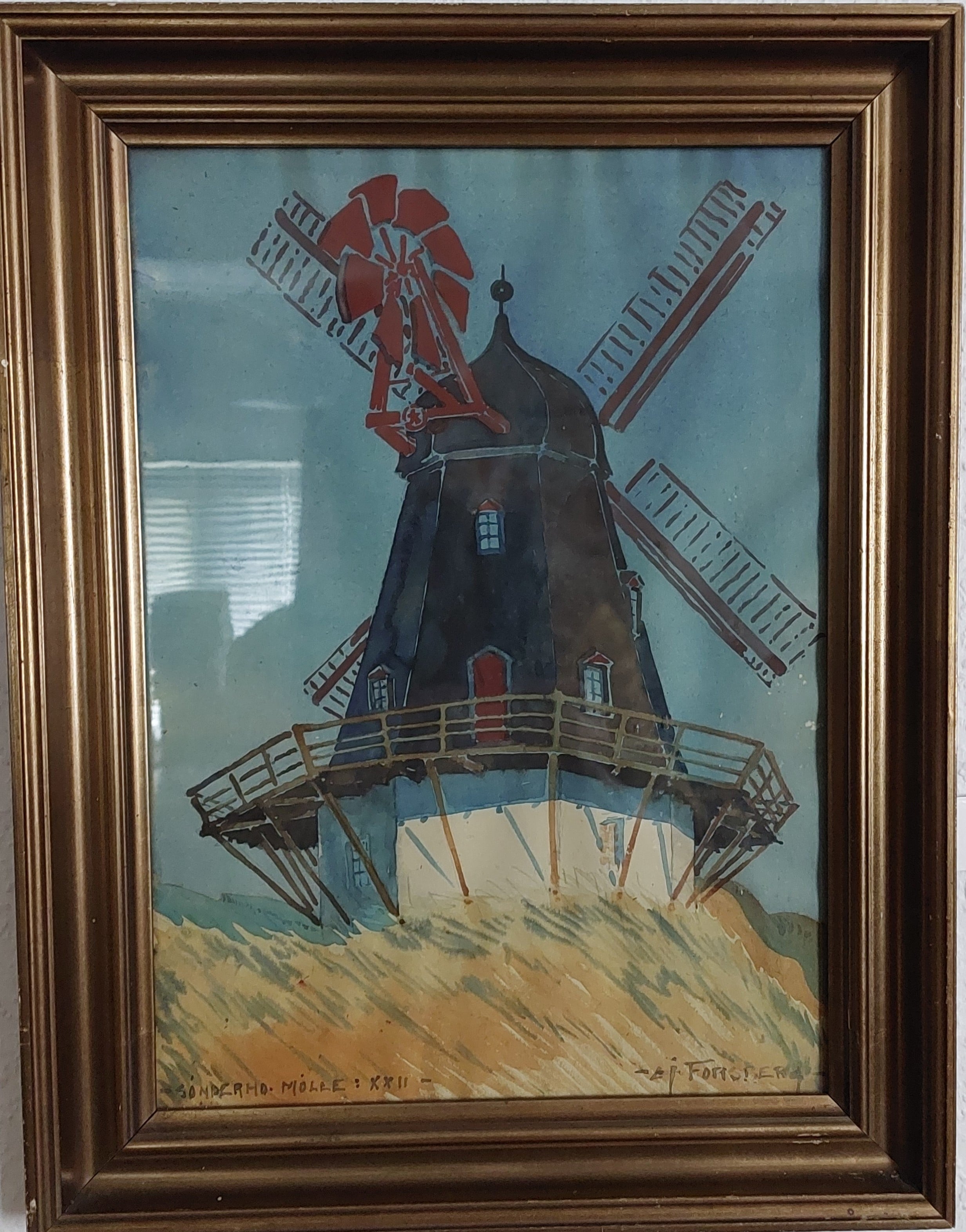 455                                3.600 kr.
E J Forsberg
33x23 (41x31)
Sønderho Mølle XXII  Akvarel